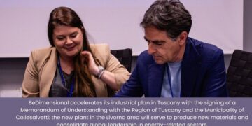 BeDimensional accelerates its industrial plan in Tuscany with the signing of a Memorandum of Understanding with the Region of Tuscany and the Municipality of Collesalvetti: the new plant in the Livorno area will serve to produce new materials and consolidate global leadership in energy-related sectors.